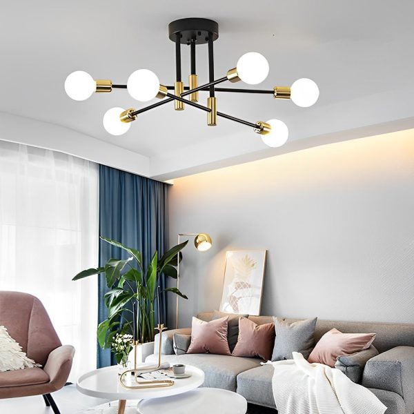 JINGXILANG32848 6-light LED Sputnik Design Nordic Flush Mount Lighting Chandelier - Image 2