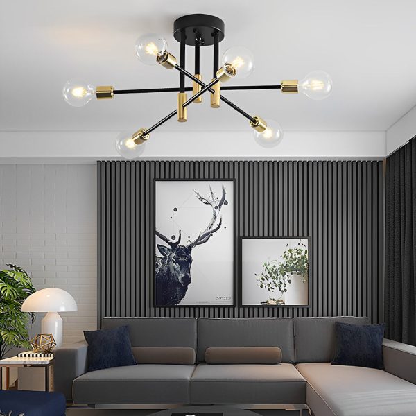 JINGXILANG32848 6-light LED Sputnik Design Nordic Flush Mount Lighting Chandelier - Image 3