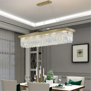 JINGXILANG32866 Crystal Rectangular Gold Chandeliers