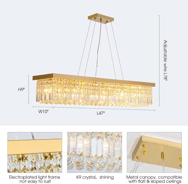 JINGXILANG32866 Crystal Rectangular Gold Chandeliers - Image 3