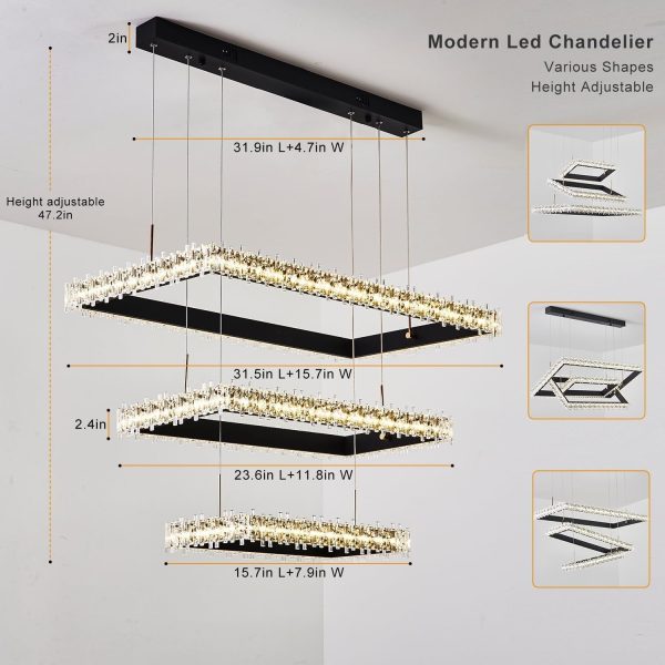 JINGXILANG32870 Crystal Rectangle Dimmable Lighting - Image 5