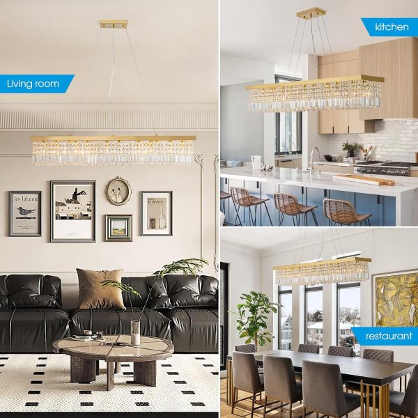 JINGXILANG32866 Crystal Rectangular Gold Chandeliers - Image 5