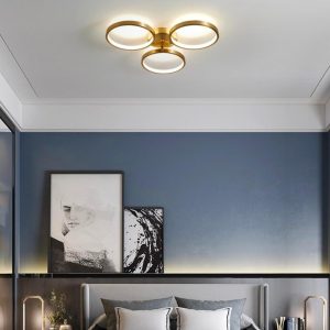 JINGXILANG32841 3-light Circular Copper LED Modern Flush Mount Lighting Ceiling Lights