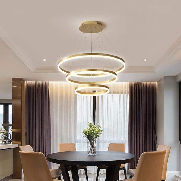 JINGXILANG32852 3 Circle Graduated Bedroom Pendant Lights Remote Control Pendant Lighting - Image 3