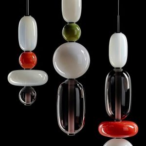 JINGXILANG32842 Multiple Shapes Colored Glass Pendant Light Metal Pendant Lighting