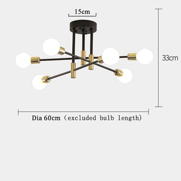 JINGXILANG32848 6-light LED Sputnik Design Nordic Flush Mount Lighting Chandelier - Image 8