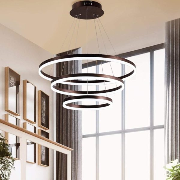JINGXILANG32852 3 Circle Graduated Bedroom Pendant Lights Remote Control Pendant Lighting - Image 6