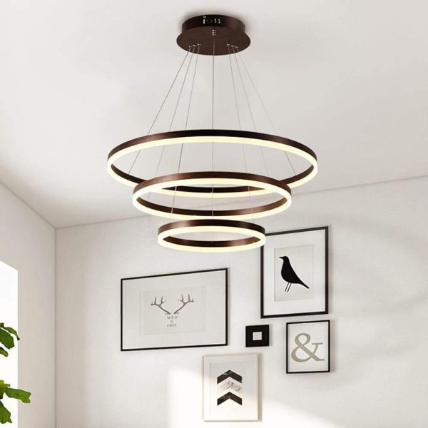 JINGXILANG32852 3 Circle Graduated Bedroom Pendant Lights Remote Control Pendant Lighting - Image 5