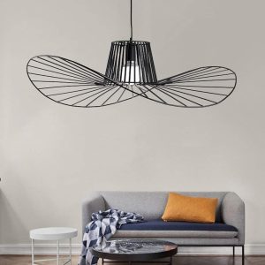 JINGXILANG32850 Hat Shaped Metal Linear LED Black Modern Pendant Light Hanging Lamp
