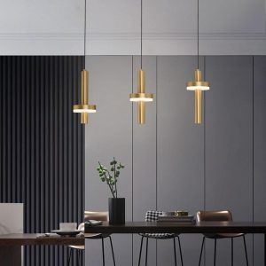 JINGXILANG32847 Circle Cylinder LED Gold Nordic Pendant Light Hanging Lamp Island Lights