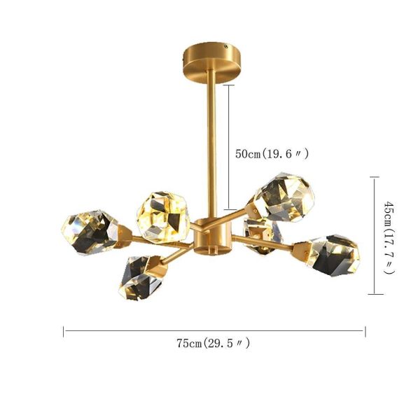JINGXILANG32849 6-light Electroplated Crystal LED Nordic Chandeliers Hanging Ceiling Lights - Image 4