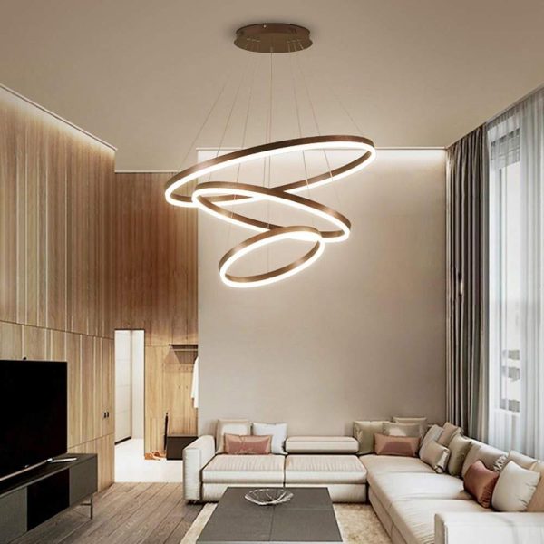 JINGXILANG32852 3 Circle Graduated Bedroom Pendant Lights Remote Control Pendant Lighting - Image 4
